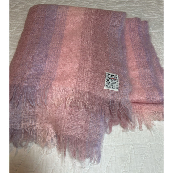 Avoca Handweavers PINK 70% Mohair 30% Wool Throw Blanket 60x70 Ireland